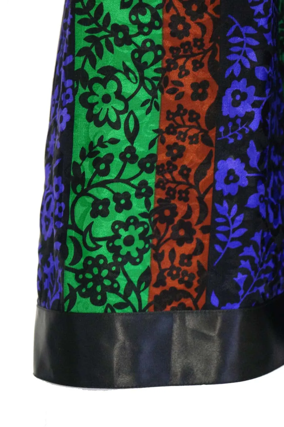 1970s Oscar de la Renta Silk Maxi Skirt in Blue, Green, Red Floral