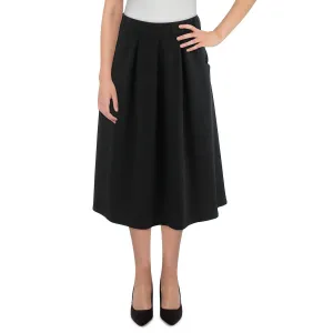 24seven Comfort Apparel Womens Plus Solid  Pleated Skirt