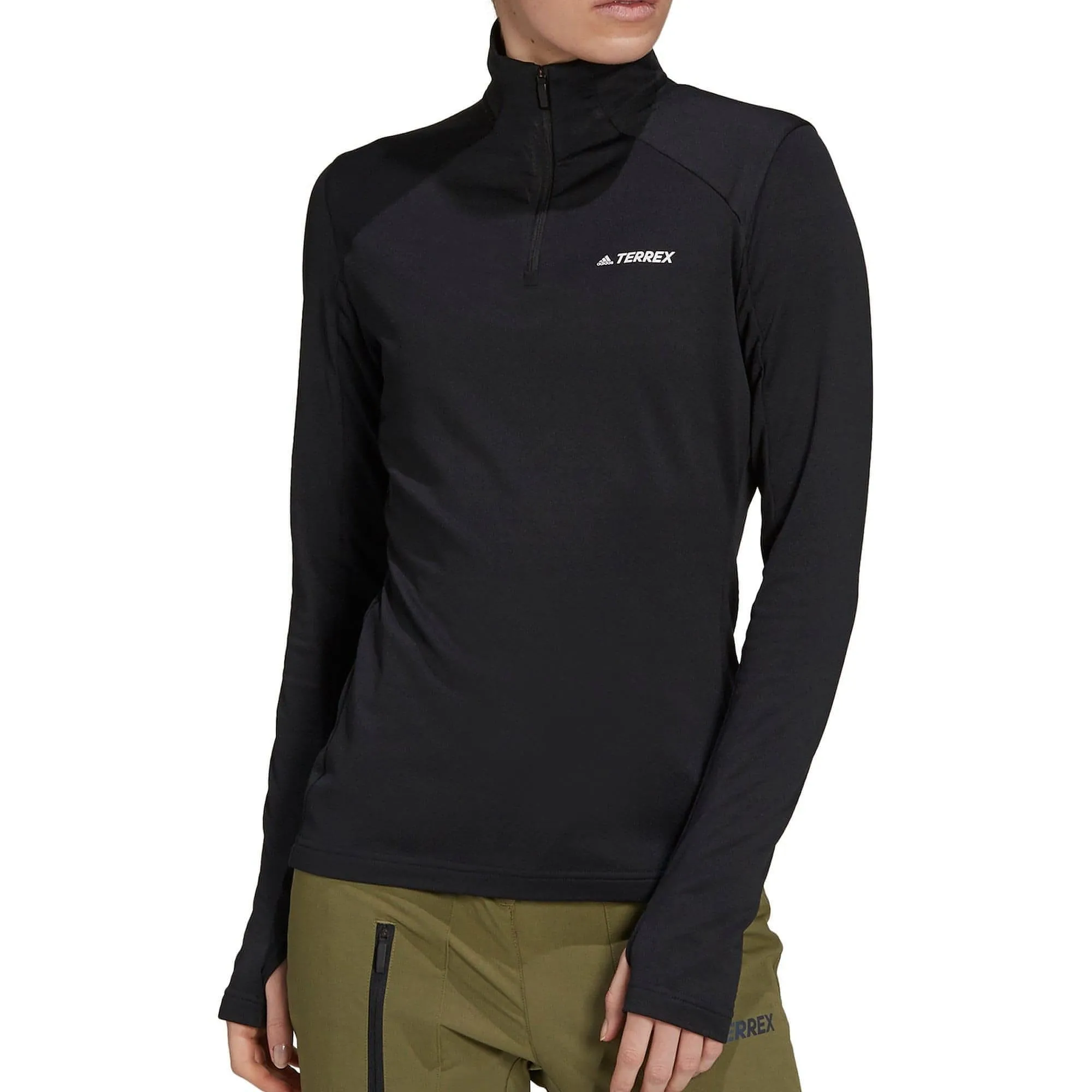 adidas Terrex EveryHike Half Zip Long Sleeve Womens Fleece Top - Black