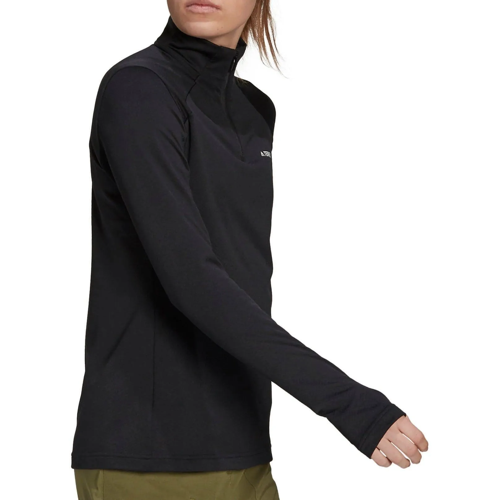 adidas Terrex EveryHike Half Zip Long Sleeve Womens Fleece Top - Black