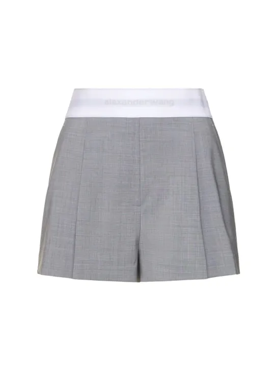 Alexander Wang   High waisted pleated wool shorts 