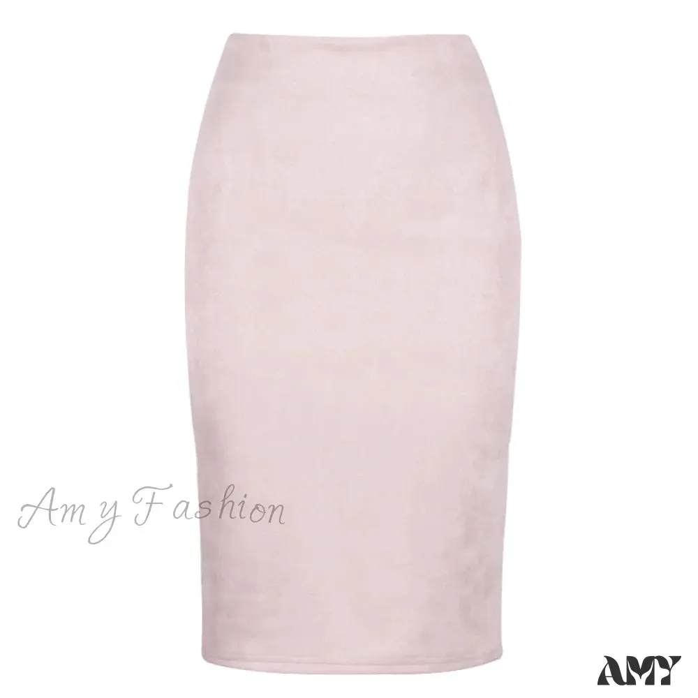 Amy Fashion - Solid Color Pencil Skirt