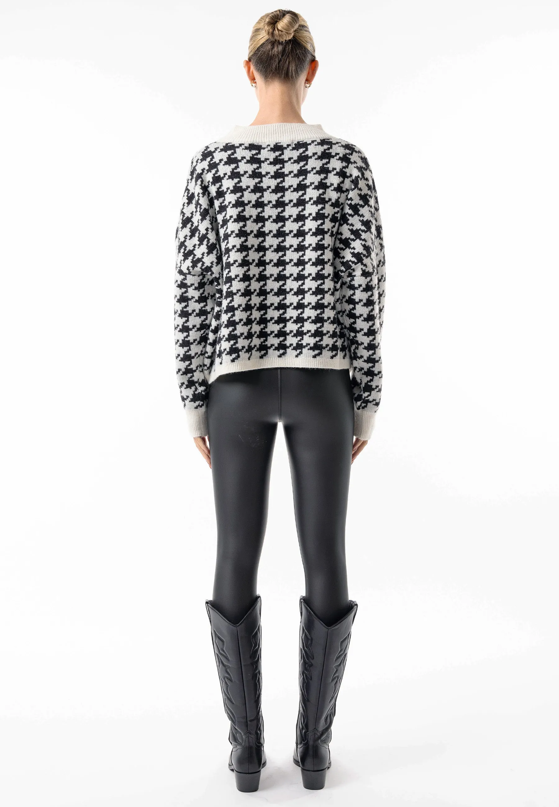 Angeleye Oversized Sequin Houndstooth Jumper