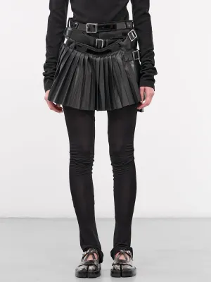 Asymmetric Belt Pleated Skirt (JN-S007-051-BLACK)