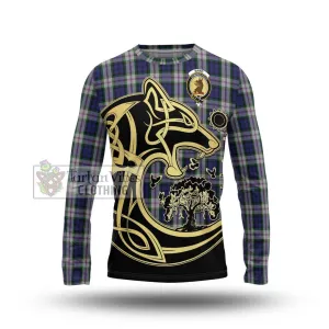 Baird Dress Tartan Long Sleeve T-Shirt with Family Crest Celtic Wolf Style