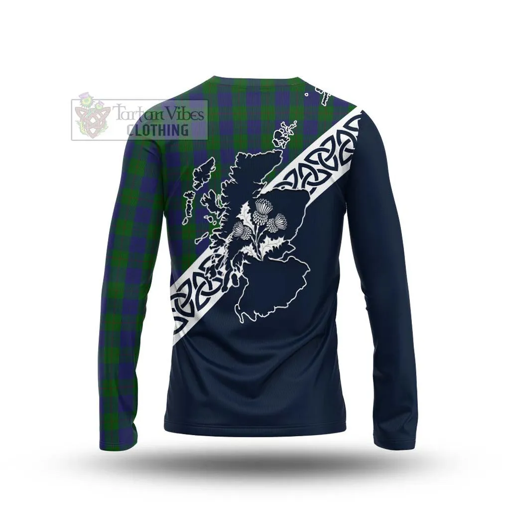 Barclay Tartan Long Sleeve T-Shirt Featuring Thistle and Scotland Map