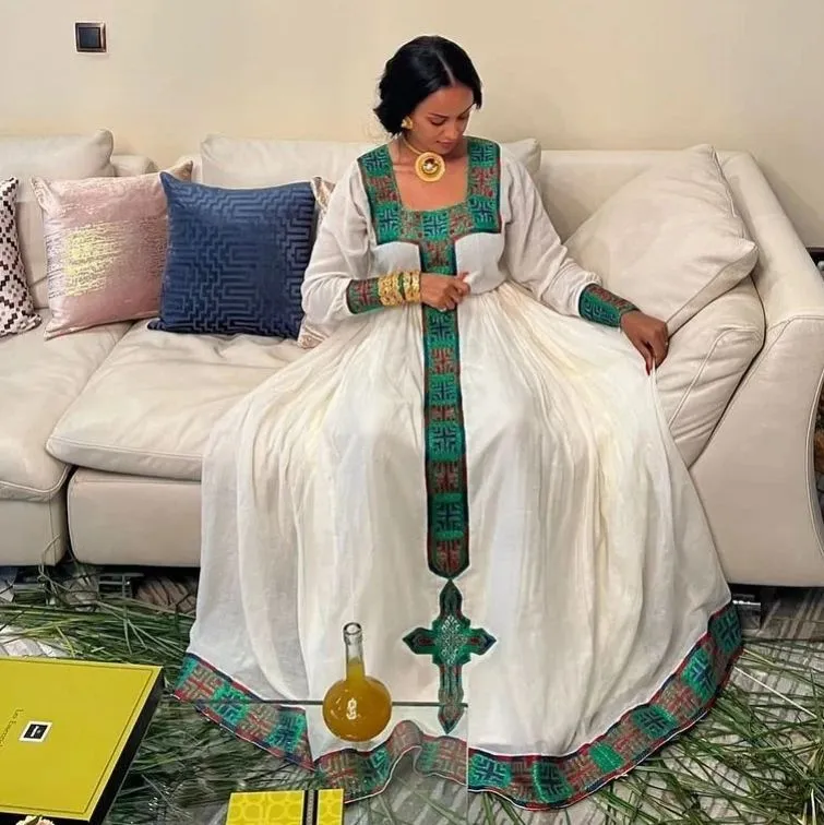 Beautiful Blue Tilet Habesha Dress Modern Habesha Kemis Ethiopian Dress Style