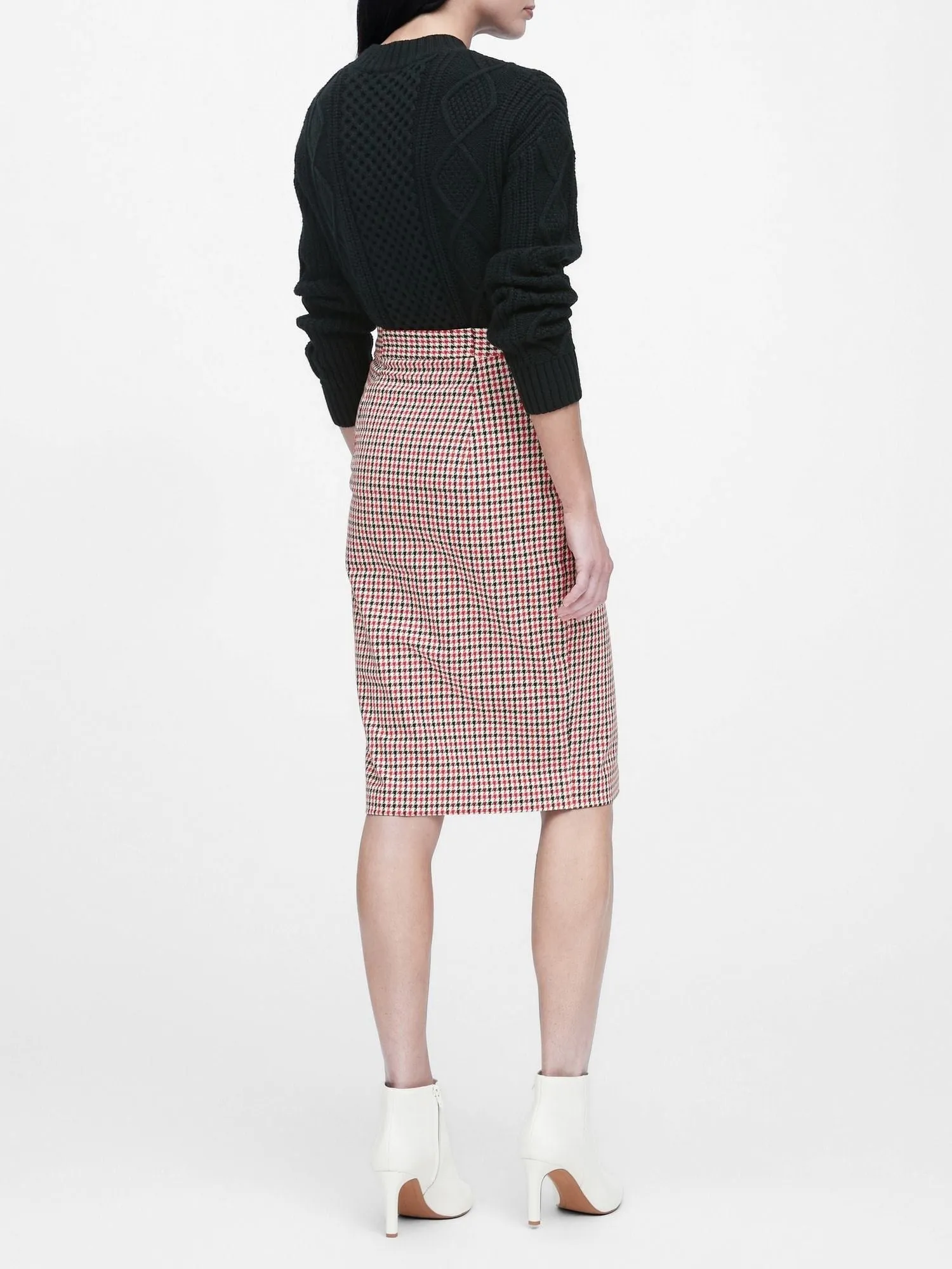 Bi-Stretch Pencil Skirt in Houndstooth