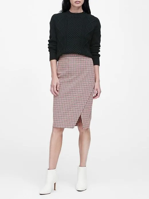 Bi-Stretch Pencil Skirt in Houndstooth