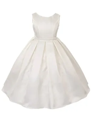 Big Girls Ivory Pearl Trim Classic Pleated Communion Dress 8-14