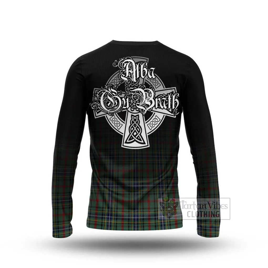 Bisset Tartan Long Sleeve T-Shirt Featuring Alba Gu Brath Family Crest Celtic Inspired