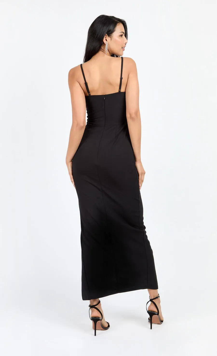 Black Corset Detail Maxi Dress by Chloe Lewis