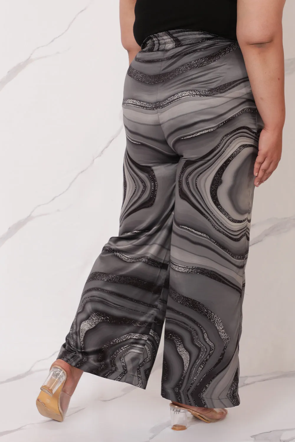 Black Marble High Waist Pants