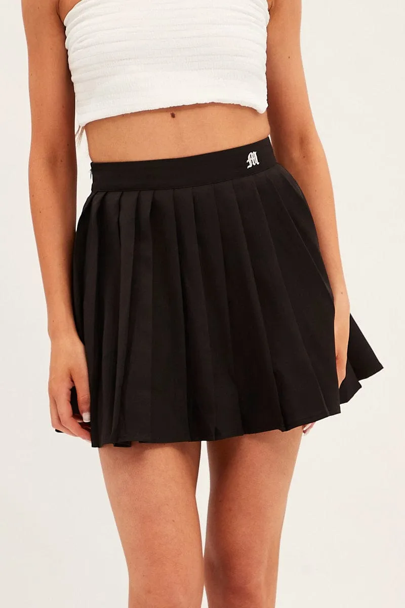 Black Pleated Tennis Skirt