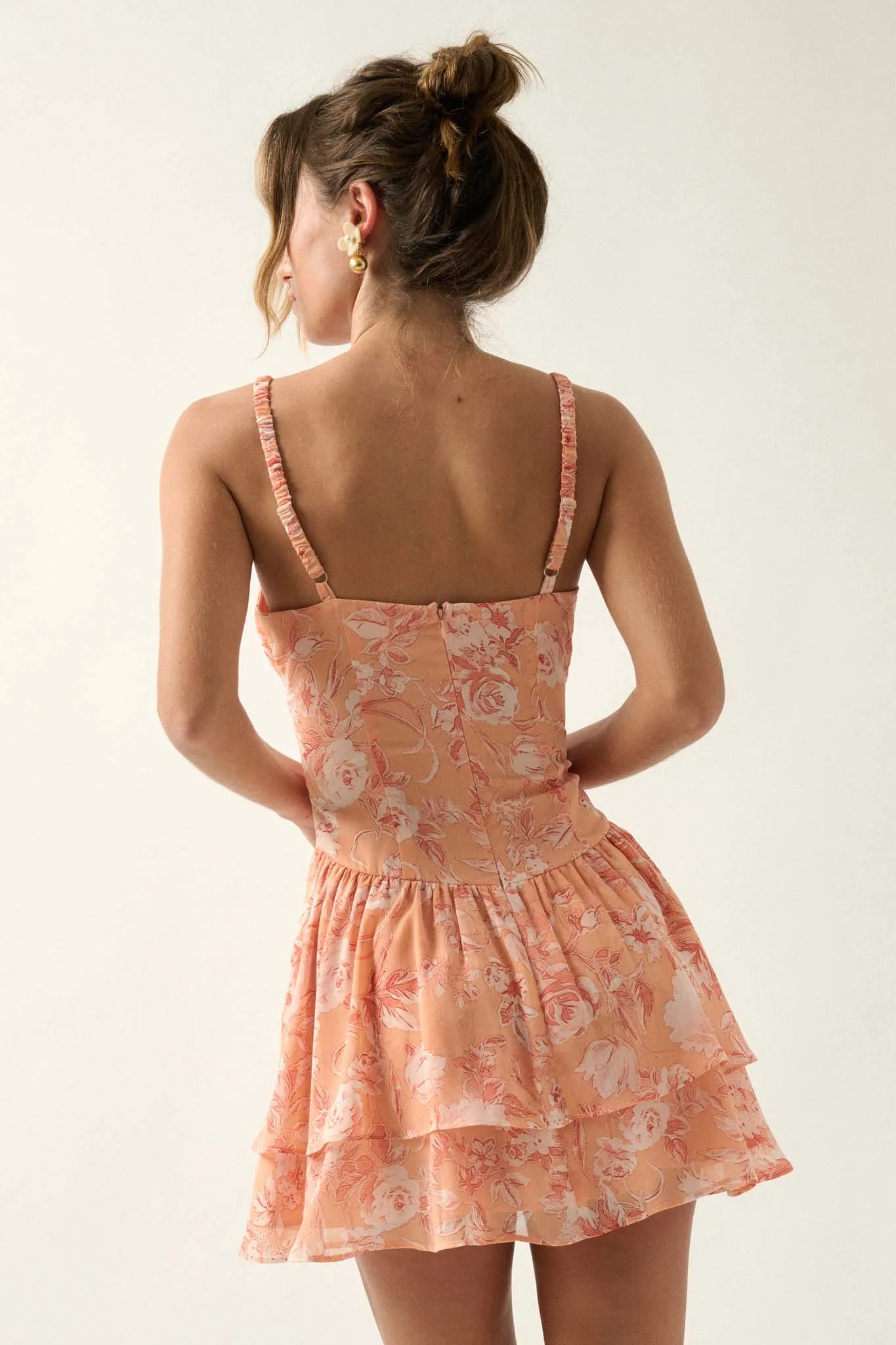 Blossoming Dreams Floral Chiffon Ruffled Mini Dress