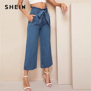 Blue High Waist Wide Leg Jeans