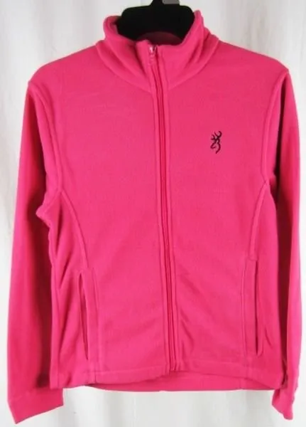 Browning Buckmark Fuchsia Pink Fleece Full Zip Jacket Size XS