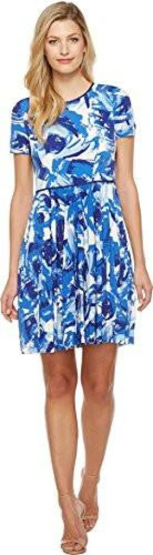 Brushed Bud Jersey Fit And Flare Pleated Skirt, Soft White/Blue, 8