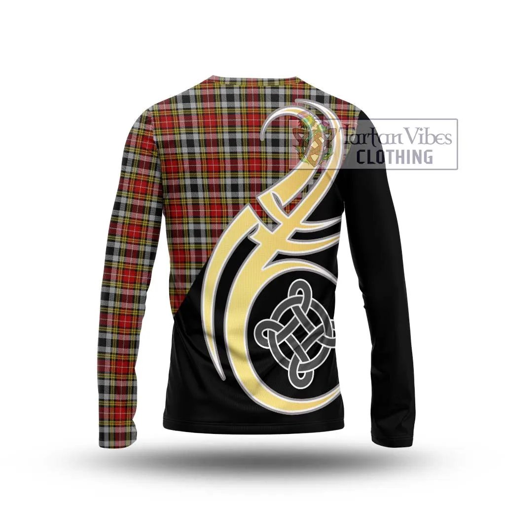 Buchanan Old Dress Tartan Long Sleeve T-Shirt with Family Crest and Celtic Symbol Style