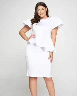 Calista Peplum Dress | White