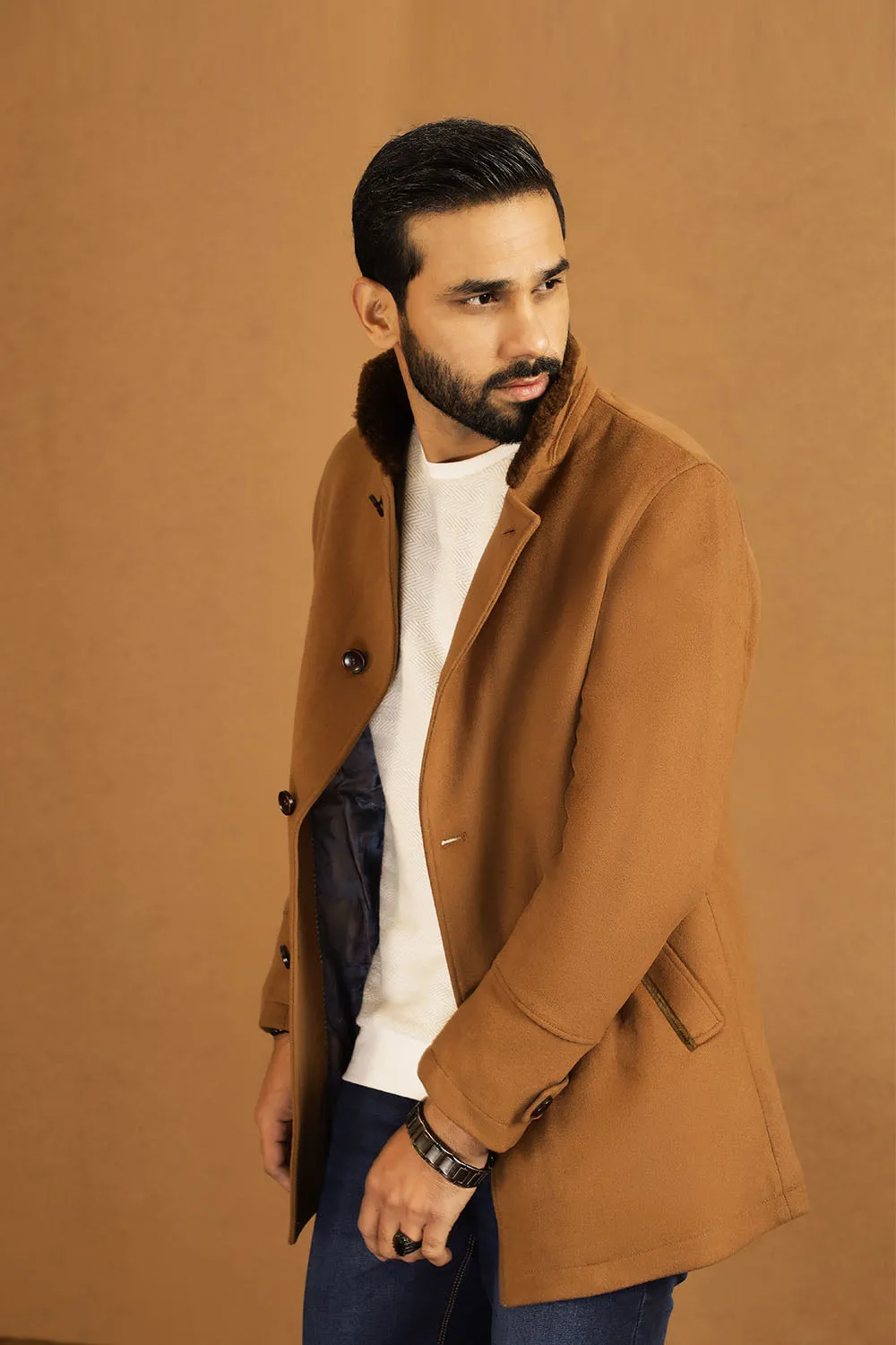 Camel Botton Down Coat