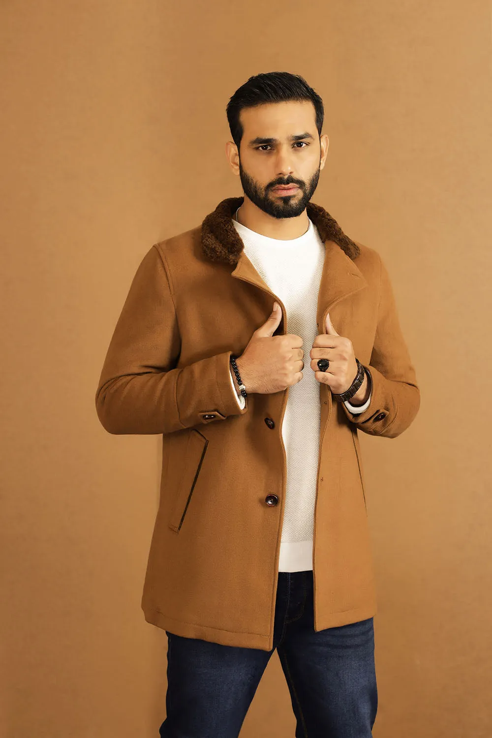 Camel Botton Down Coat