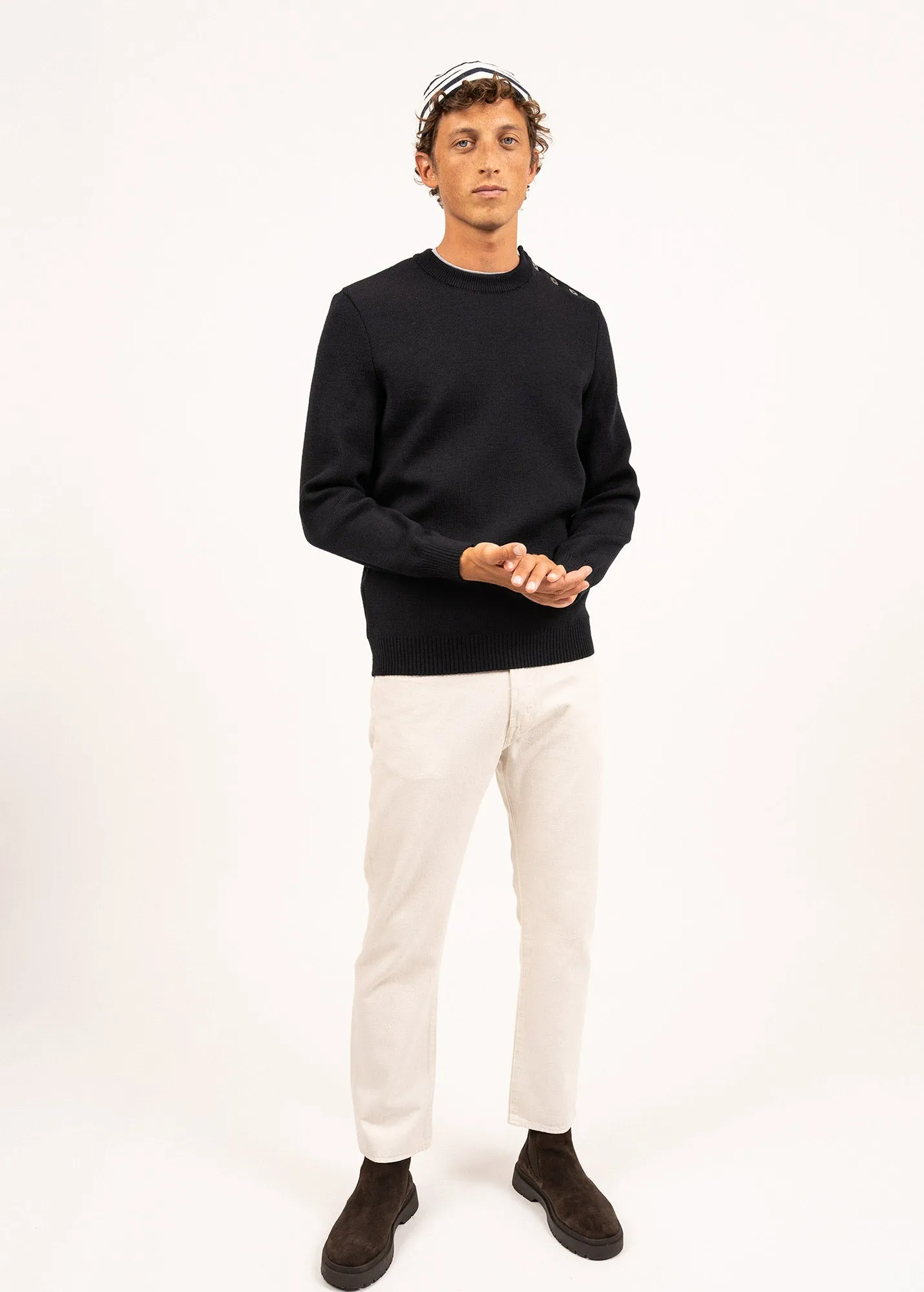 Cancale sailor jumper - regular fit, in pure new wool (NAVY)