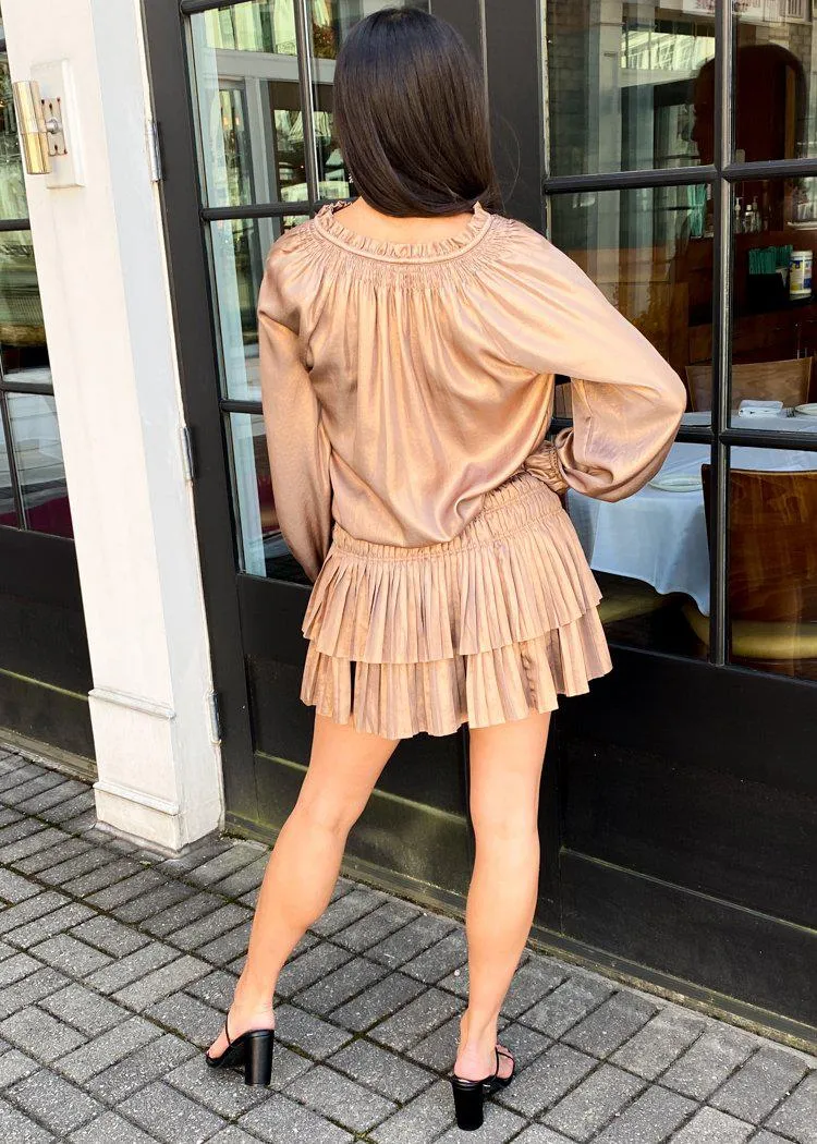 Carleen Metallic Long Sleeve Dress