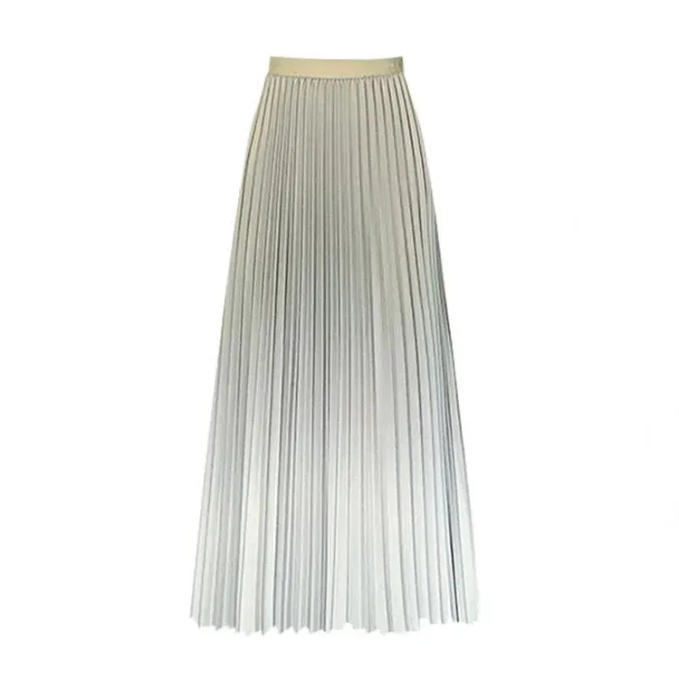 Chic Gradient Color High Waist Pleated Skirt