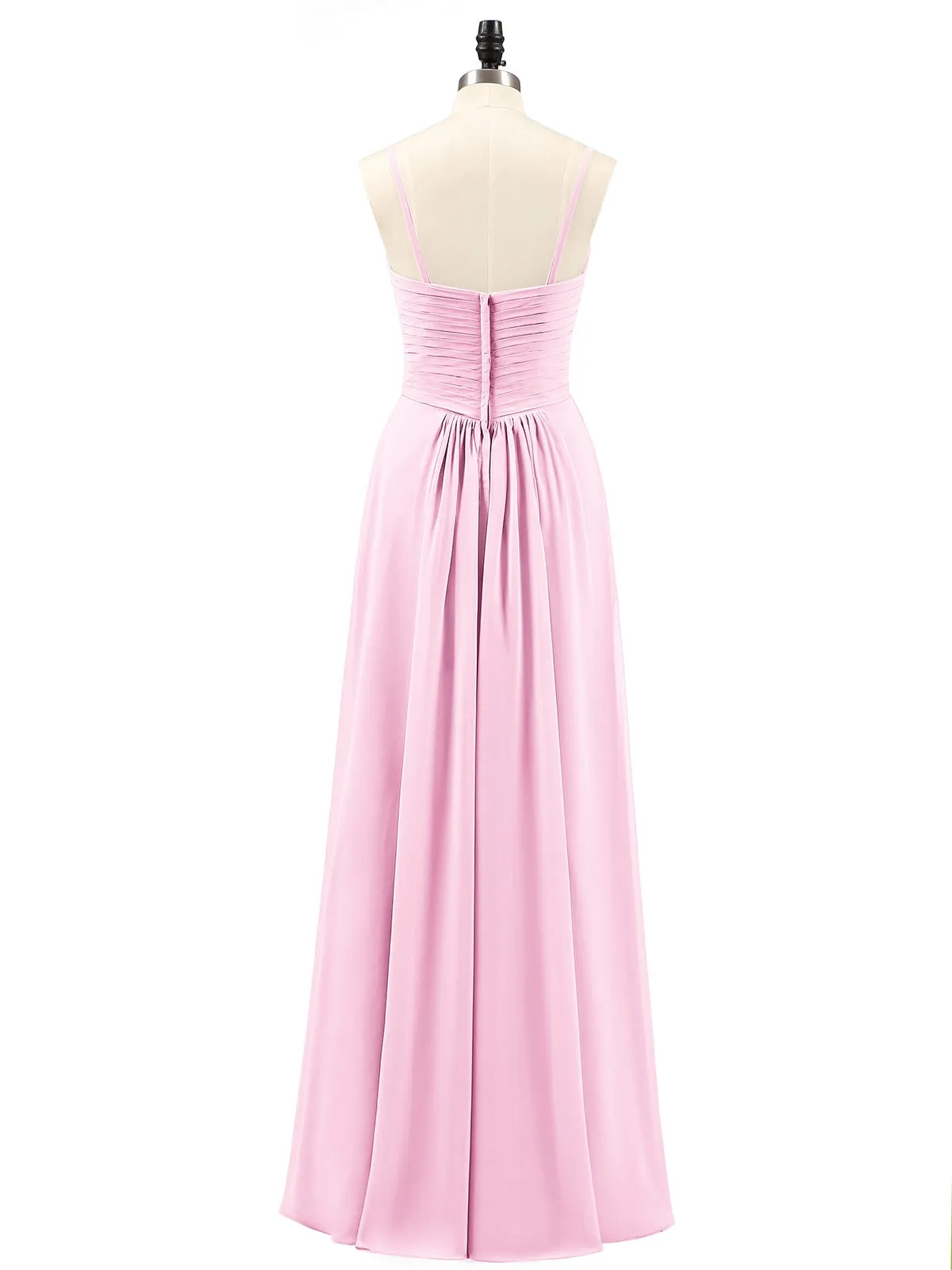 Chiffon Bridesmaid Dresses with Cascade Skirt-Candy Pink Plus Size