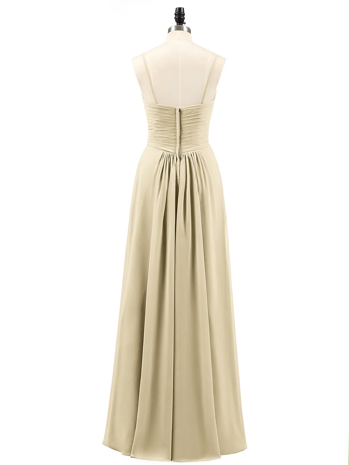 Chiffon Bridesmaid Dresses with Cascade Skirt-Champagne