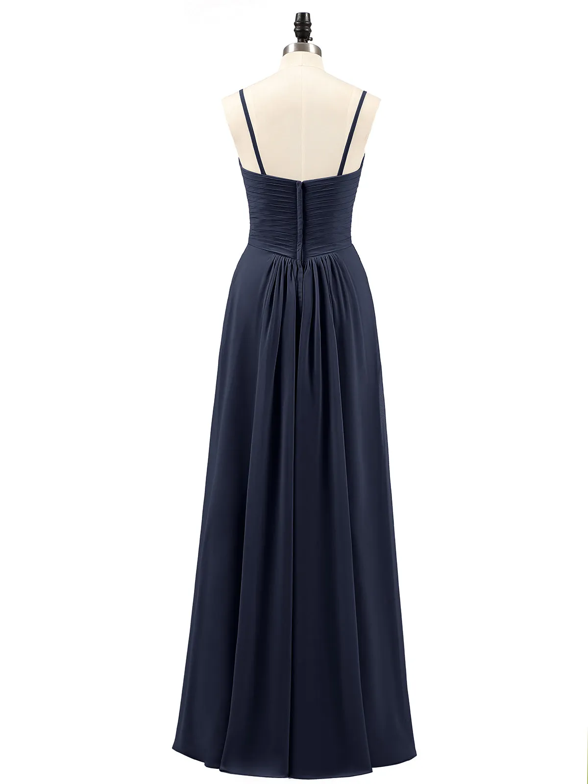 Chiffon Bridesmaid Dresses with Cascade Skirt-Dark Navy