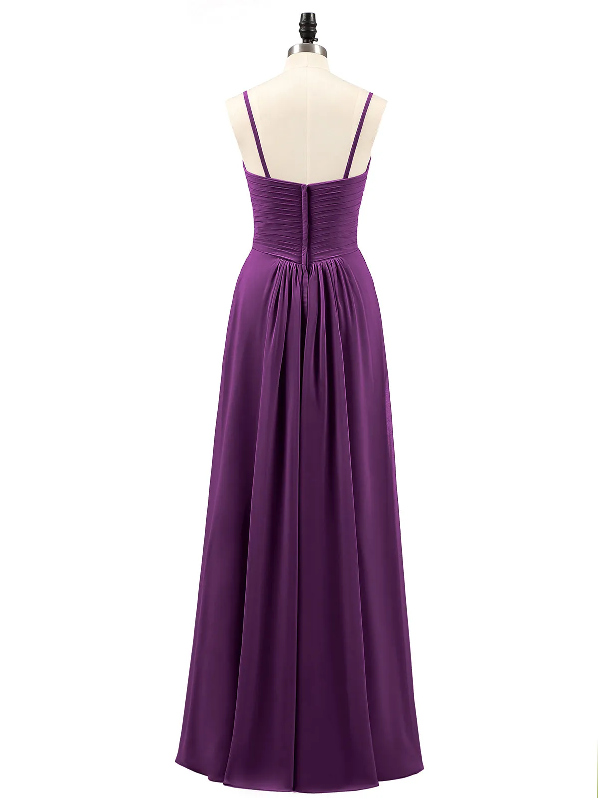 Chiffon Bridesmaid Dresses with Cascade Skirt-Grape