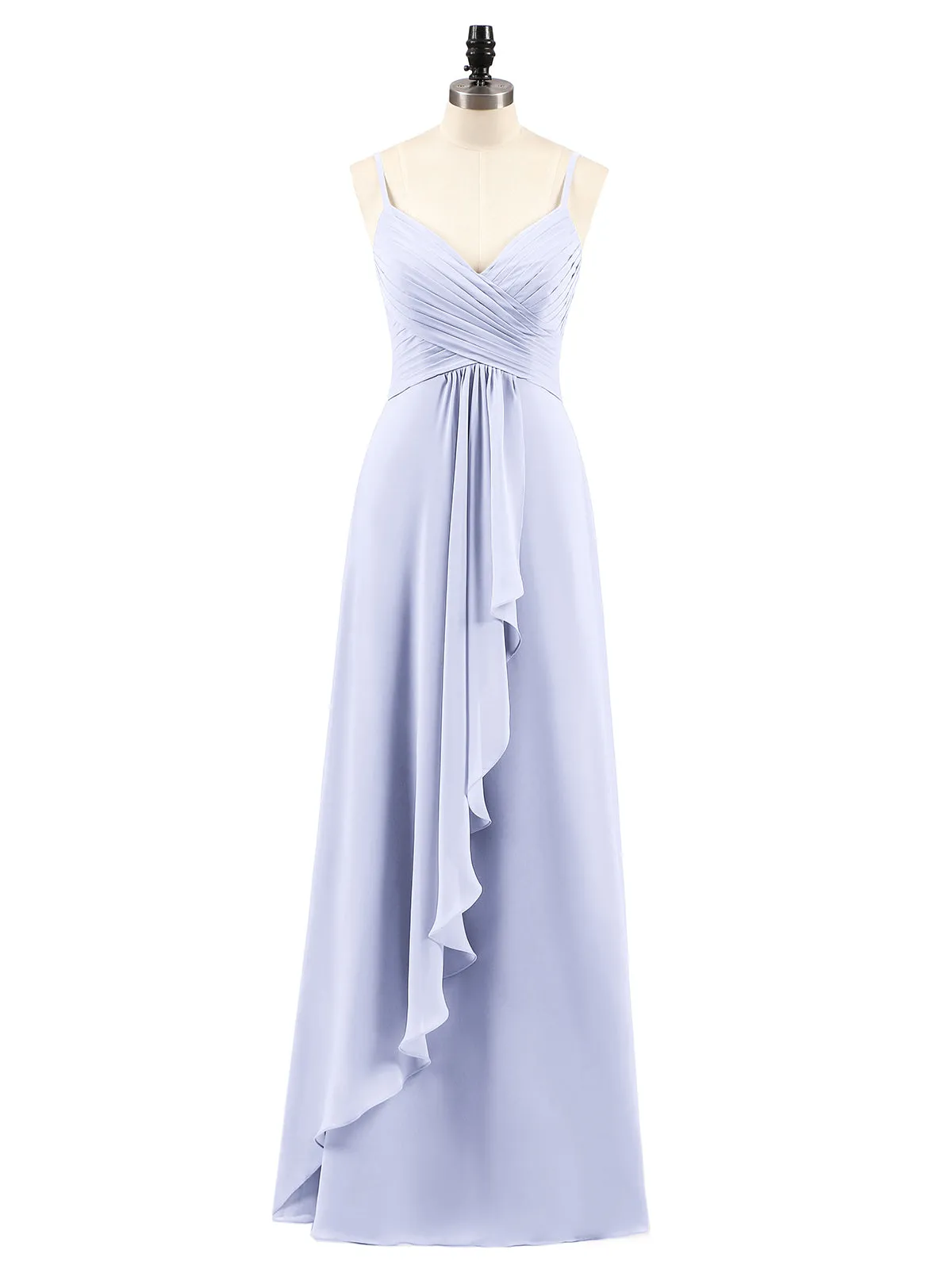 Chiffon Bridesmaid Dresses with Cascade Skirt-Lavender Plus Size