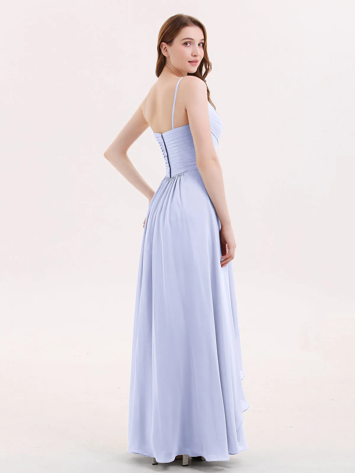 Chiffon Bridesmaid Dresses with Cascade Skirt-Lavender Plus Size