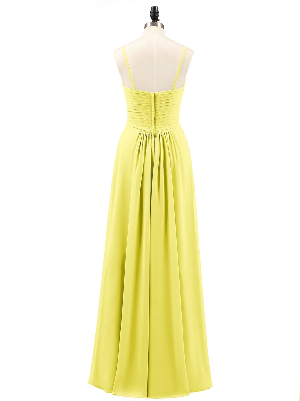 Chiffon Bridesmaid Dresses with Cascade Skirt-Lemon