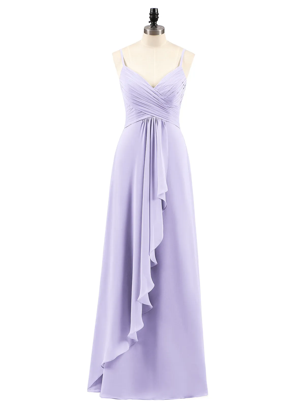 Chiffon Bridesmaid Dresses with Cascade Skirt-Lilac Plus Size