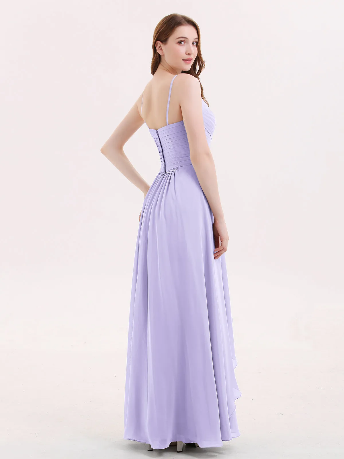 Chiffon Bridesmaid Dresses with Cascade Skirt-Lilac Plus Size