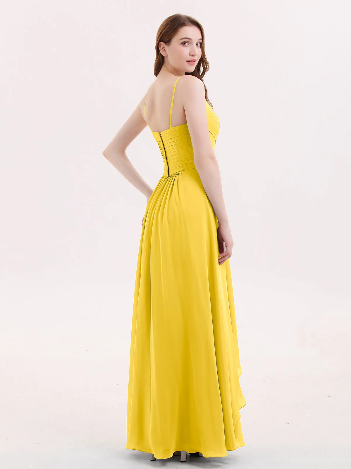 Chiffon Bridesmaid Dresses with Cascade Skirt-Marigold Plus Size