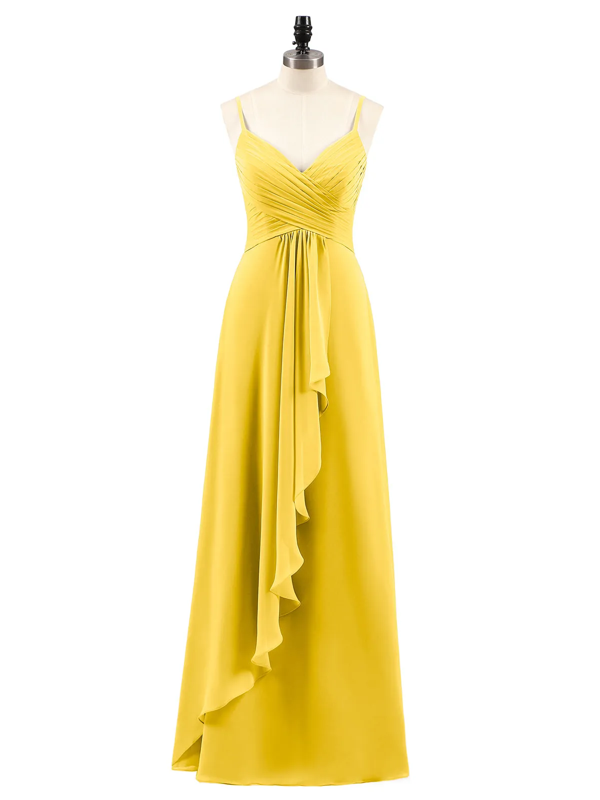 Chiffon Bridesmaid Dresses with Cascade Skirt-Marigold Plus Size