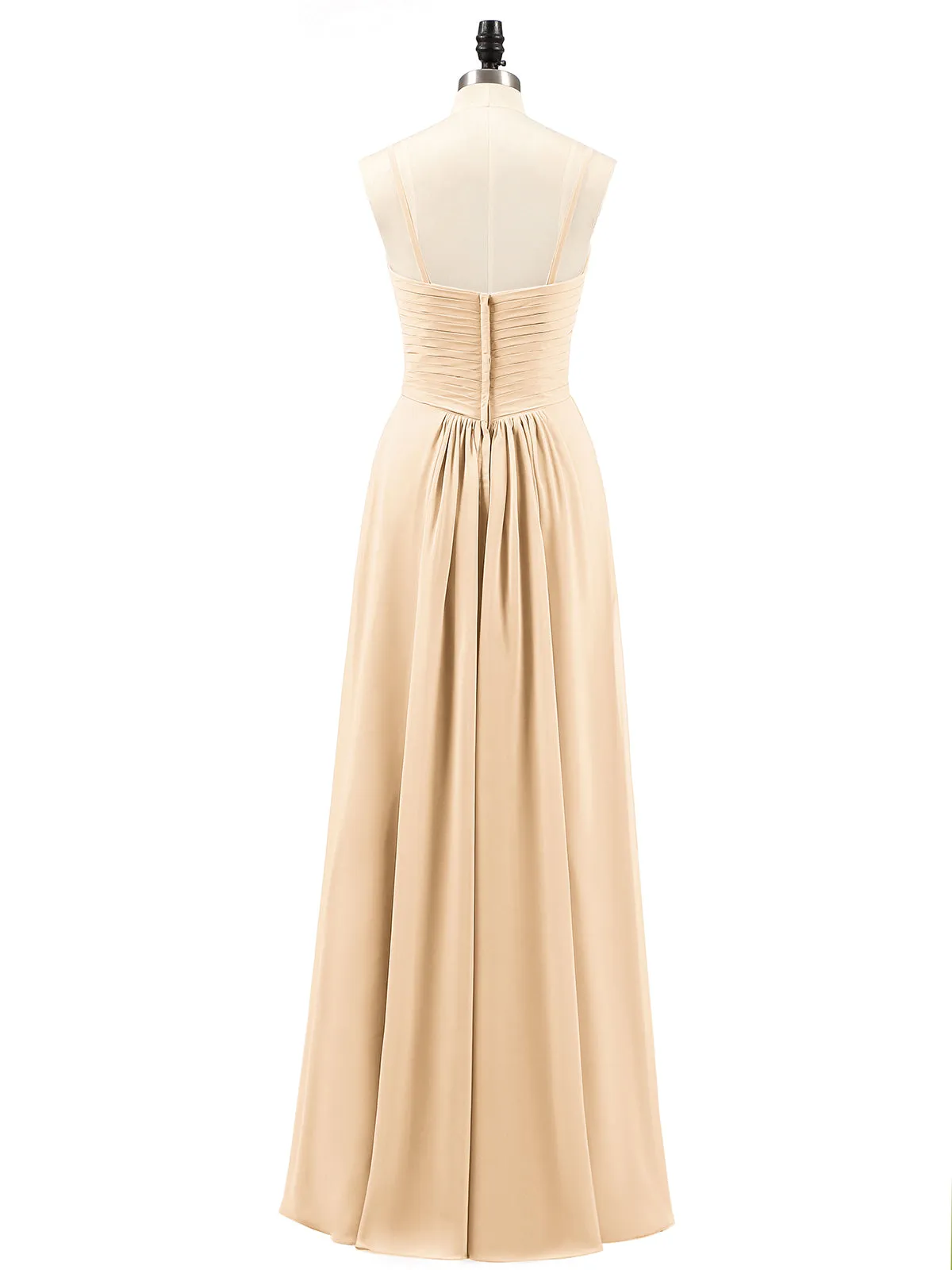 Chiffon Bridesmaid Dresses with Cascade Skirt-Peach