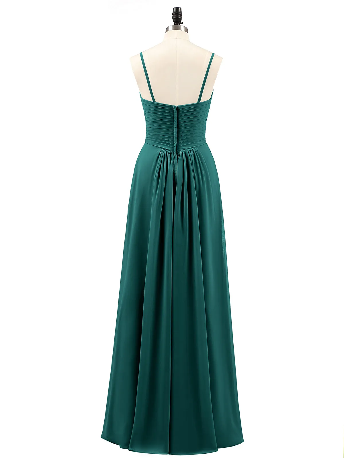 Chiffon Bridesmaid Dresses with Cascade Skirt-Peacock Plus Size