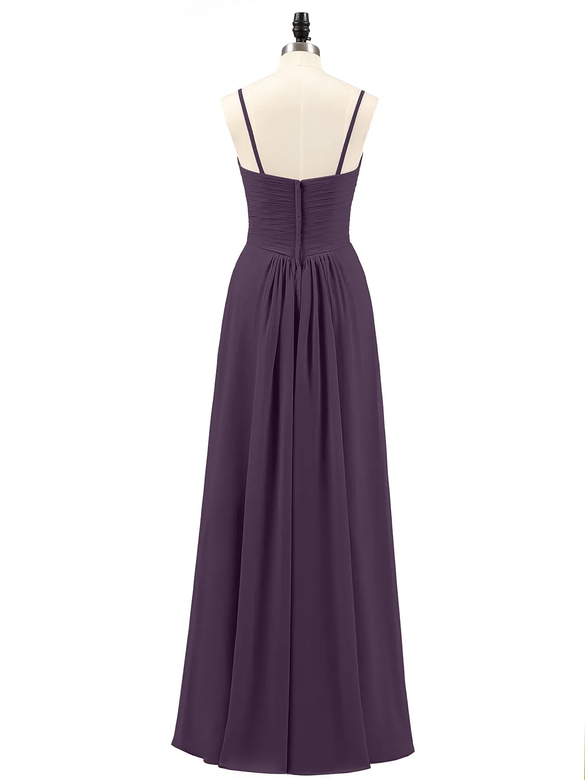 Chiffon Bridesmaid Dresses with Cascade Skirt-Plum