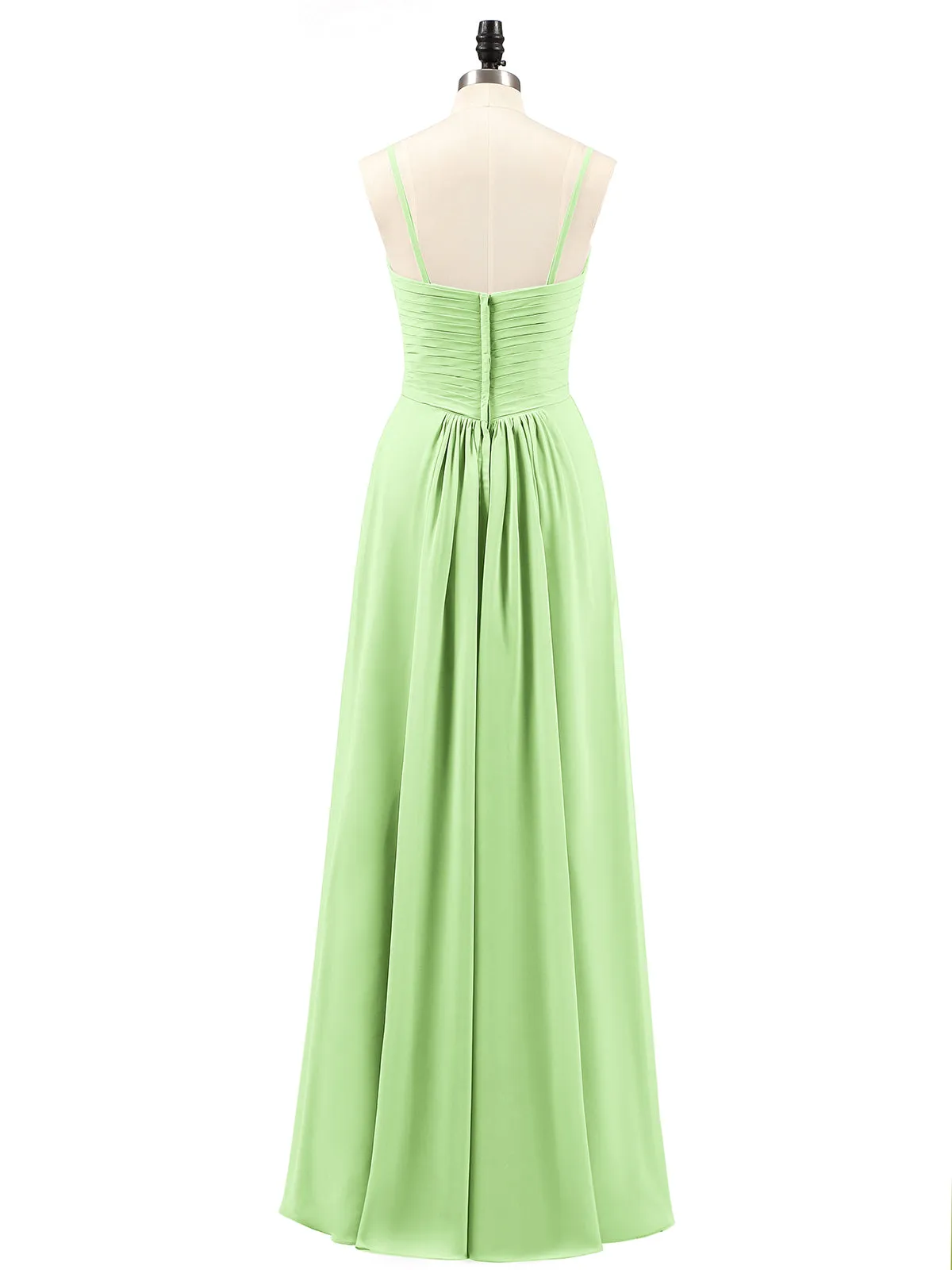 Chiffon Bridesmaid Dresses with Cascade Skirt-Sage