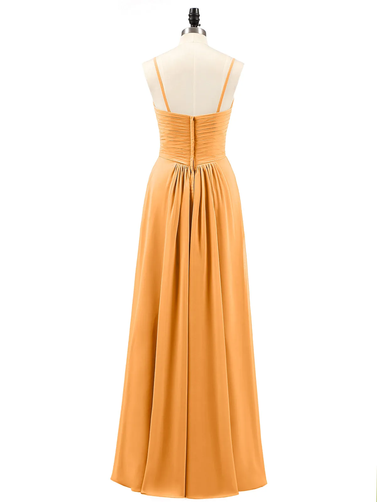 Chiffon Bridesmaid Dresses with Cascade Skirt-Tangerine Plus Size