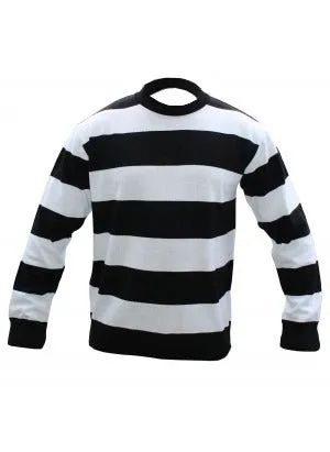 Children's Black and White Stripe/Convict Knitted Jumper - Playful and Comfy for Costume Fun