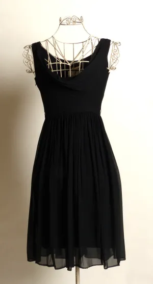 Circa 1950s Suzy Perette Silk Chiffon Black Dress