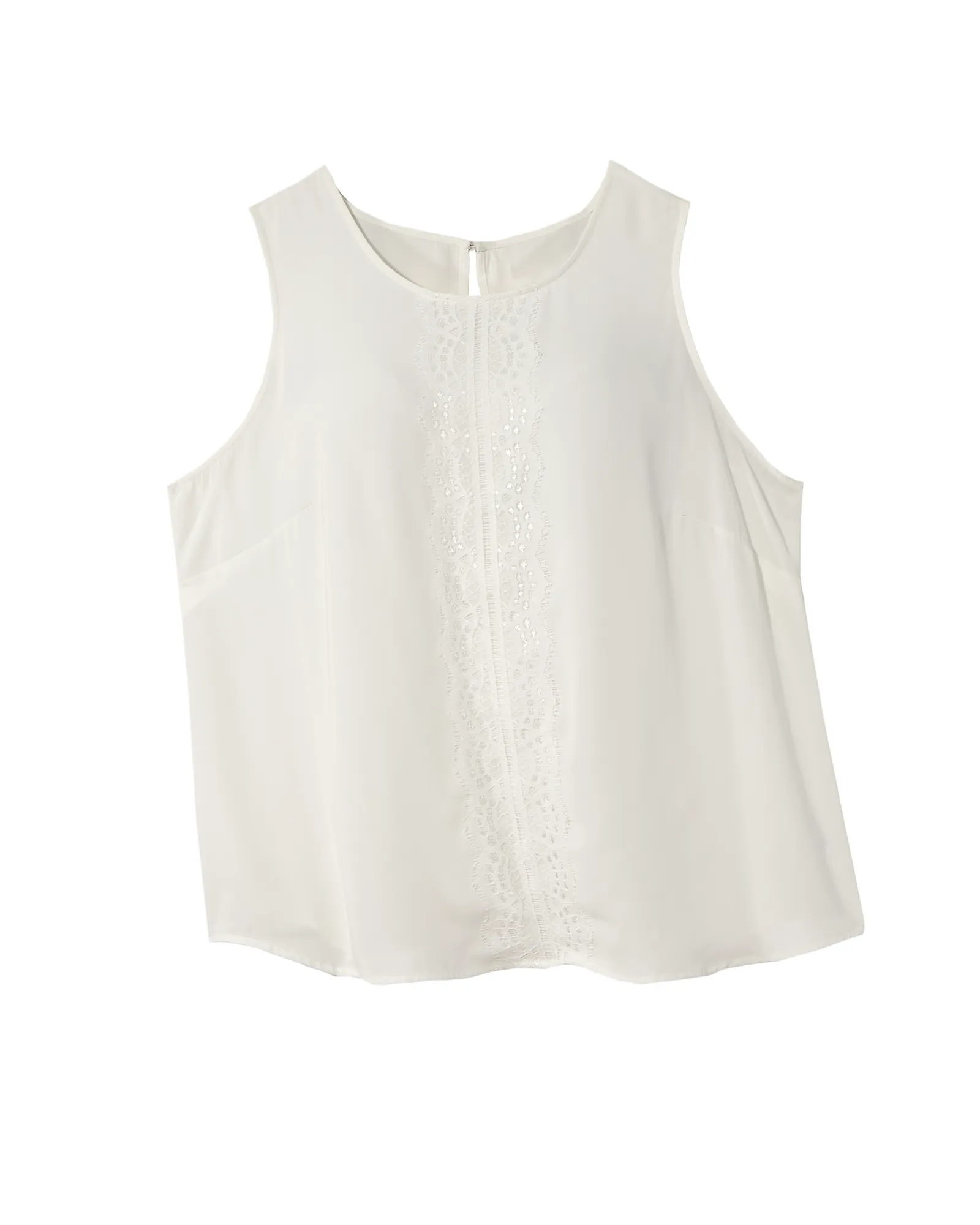 Clara Sleeveless Lace Trim Blouse | White