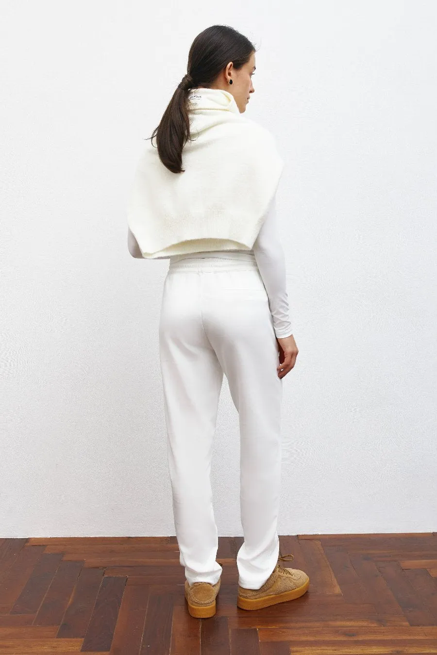 Classic White High Waist Cropped Pants