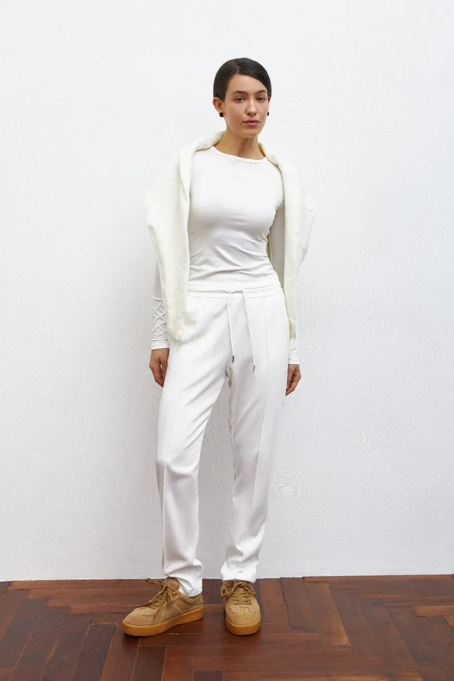 Classic White High Waist Cropped Pants